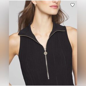 WHBM Half Zip Rib Halter Sweater Tank